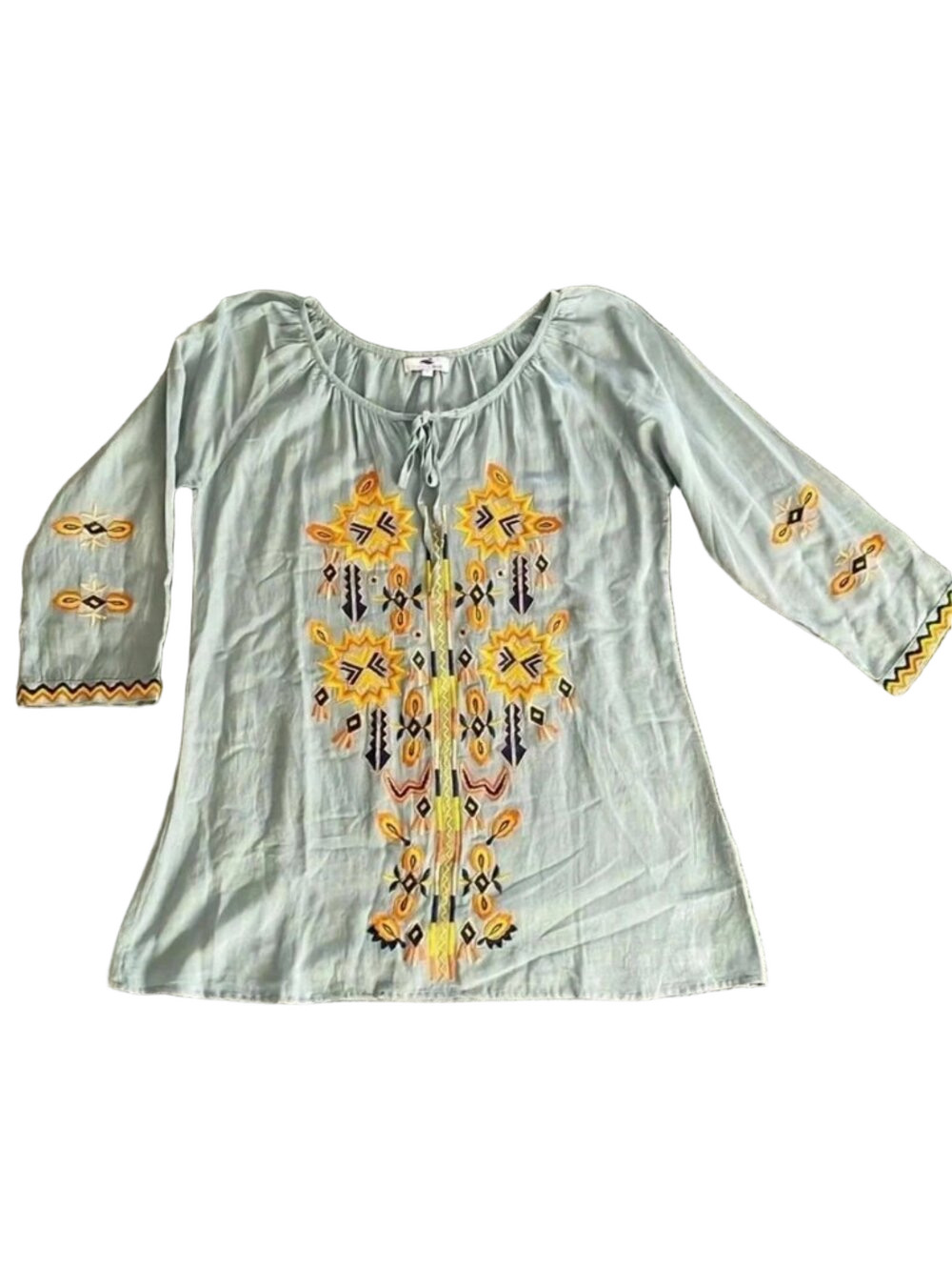 🏷 Sunny Oceans Boho Embroidered Blouse Top / Tunic